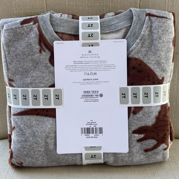 Carter's Baby Sleepwear 1 Piece Fleece Jumper Green/Gray Set of 2 New Size 2T - Picture 8 of 10